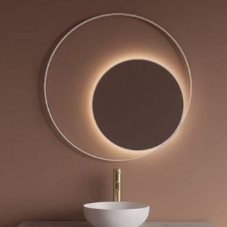 Spiegel Gliss Design Kosmos Mat Wit Rond met Frame en Indirecte LED Verlichting 100 cm Gliss Design