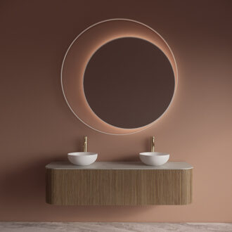 Spiegel Gliss Design Kosmos Mat Wit Rond met Frame en Indirecte LED Verlichting 140 cm