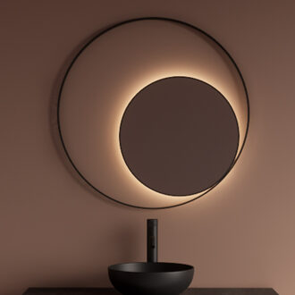 Spiegel Gliss Design Kosmos Mat Zwart met Frame en Indirecte LED Verlichting 100 cm Gliss Design