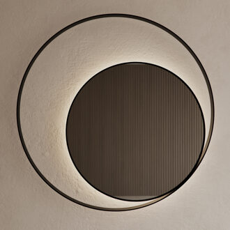 Spiegel Gliss Design Kosmos Mat Zwart met Frame en Indirecte LED Verlichting 100 cm
