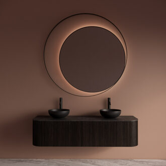 Spiegel Gliss Design Kosmos Mat Zwart met Frame en Indirecte LED Verlichting 120 cm