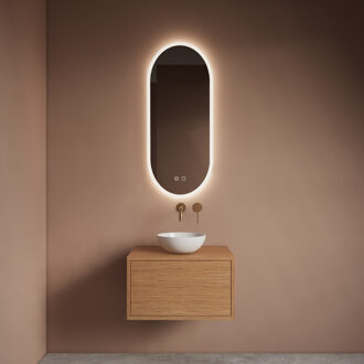 Spiegel Gliss Design Orion Oval Verticaal 40x100 cm met LED-Verlichting en Spiegelverwarming