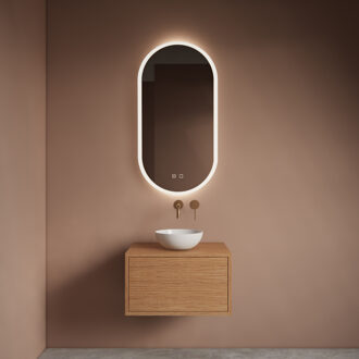 Spiegel Gliss Design Orion Oval Verticaal 50x100 cm met LED-Verlichting en Spiegelverwarming