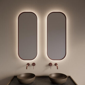 Spiegel Gliss Design Plato met Indirecte LED Verlichting en Verwarming 50x100cm Koper Rose