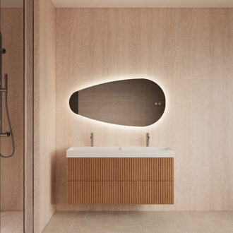 Spiegel Gliss Design Thalia Organisch 120 x 61 cm Incl. Spiegelverwarming en Indirect LED-verlichting Rondom