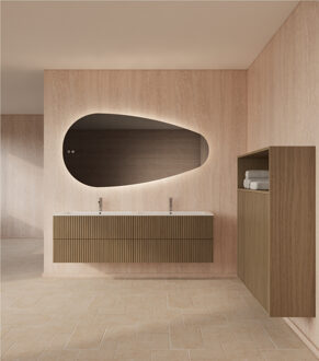 Spiegel Gliss Design Thalia Organisch 180 x 92 cm Incl. Spiegelverwarming en Indirect LED-verlichting Rondom