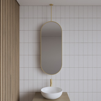 Spiegel Gliss Halo 90x40 Cm Goud Met Plafondbevestiging