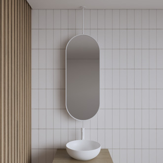 Spiegel Gliss Halo 90x40 Cm Wit Met Plafondbevestiging