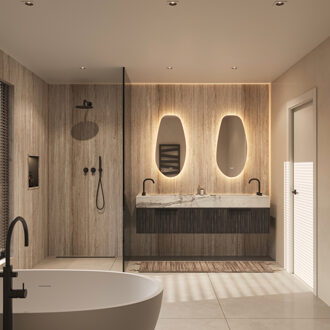 Spiegel Hipp Design Phantom 011 Organisch 45x90 cm Met Verlichting Incl. Spiegelverwarming