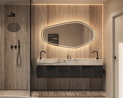 Spiegel Hipp Design Phantom 012 Organisch Met Verlichting Incl. Spiegelverwarming (Alle Maten)