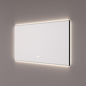 Spiegel Hipp Design SPV 12500 Rechthoek 140x70 cm Met Frame Mat Zwart Met Verlichting Incl. Spiegelverwarming