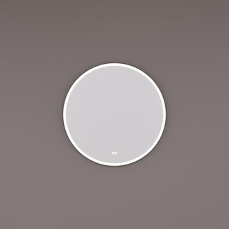 Spiegel Hipp Design SPV 13000 Rond 80x80 cm Met Frame Mat Zwart Met Verlichting Incl. Spiegelverwarming