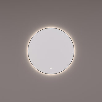 Spiegel Hipp Design SPV 13500 Rond 70x70 cm Met Frame Mat Zwart Met Verlichting Incl. Spiegelverwarming
