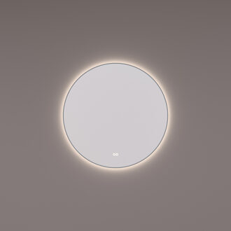 Spiegel Hipp Design SPV 13500 Rond 80x80 cm Met Frame Gunmetal PVD Met Verlichting Incl. Spiegelverwarming