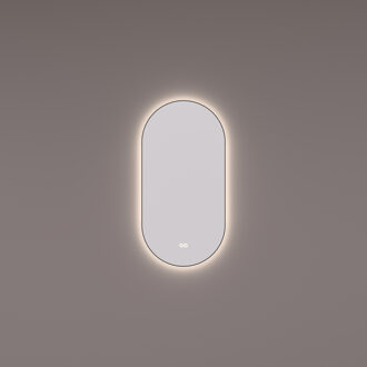 Spiegel Hipp Design SPV 13900 Ovaal 45x90 cm Met Frame Mat Zwart Met Verlichting Incl. Spiegelverwarming