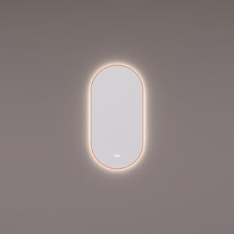 Spiegel Hipp Design SPV 14900 Ovaal 40x90 cm Met Frame Koper PVD Met Verlichting Incl. Spiegelverwarming