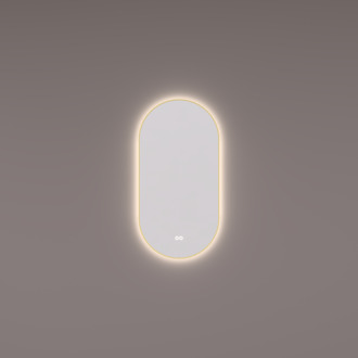 Spiegel Hipp Design SPV 14900 Ovaal 40x90 cm Met Frame Messing PVD Met Verlichting Incl. Spiegelverwarming