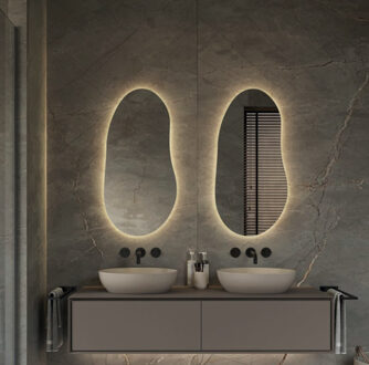 Spiegel Hipp Design SPV 22001 Organisch 45x90 cm Met Verlichting Incl. Spiegelverwarming