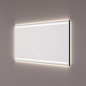 Spiegel Hipp Design SPV 7000 Rechthoek 140x70 cm Met Frame Mat Zwart Met Verlichting Incl. Spiegelverwarming