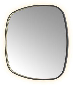 Spiegel Hotbath &MORE 100x100 cm LED-Verlichting Spiegelverwarming Deens Ovaal Geborsteld Zwart PVD