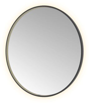 Spiegel Hotbath &MORE 100x100 cm LED-Verlichting Spiegelverwarming Rond Geborsteld Zwart PVD