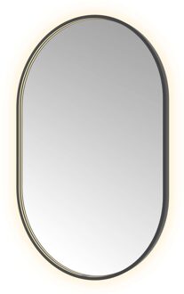 Spiegel Hotbath &MORE 120x80 cm LED-Verlichting Spiegelverwarming Ovaal Geborsteld Zwart PVD