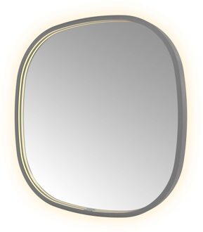 Spiegel Hotbath &MORE 60x60 cm LED-Verlichting Spiegelverwarming Deens Ovaal Geborsteld Gunmetal