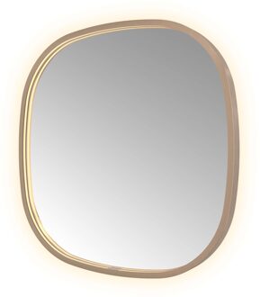 Spiegel Hotbath &MORE 60x60 cm LED-Verlichting Spiegelverwarming Deens Ovaal Geborsteld Koper PVD