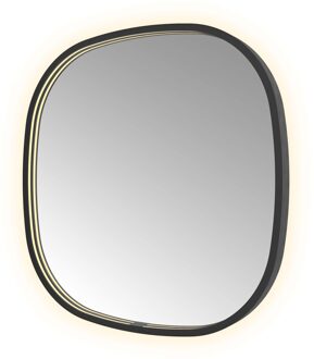 Spiegel Hotbath &MORE 60x60 cm LED-Verlichting Spiegelverwarming Deens Ovaal Geborsteld Zwart PVD