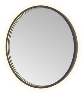 Spiegel Hotbath &MORE 60x60 cm LED-Verlichting Spiegelverwarming Rond Geborsteld Zwart PVD