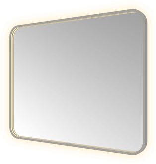 Spiegel Hotbath &MORE 80x100 cm LED-Verlichting Spiegelverwarming Rechthoek Afgerond Geborsteld Gunmetal