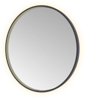 Spiegel Hotbath &MORE 80x80 cm LED-Verlichting Spiegelverwarming Rond Geborsteld Zwart PVD