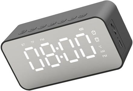 Spiegel Led Wekker Multifunctionele Wireless 5.0 Bluetooth Muziekspeler Elektronische Digitale Tafel Klok Met Dual Alarm Mode