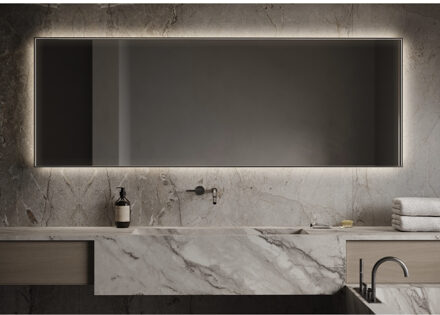 Spiegel Martens & Meijer Libannon 140x70 Cm Geintegreerde Ledverlichting Rondom Spiegelverwarming Geborsteld Brons
