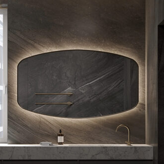 Spiegel Martens & Meijer Lissabon 140x80 Cm Met Indirecte Verlichting En Spiegelverwarming Mat Zwart