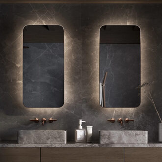 Spiegel Martens & Meijer Vegas 45x90 cm met Indirecte Verlichting, Dimbare Sensor & Spiegelverwarming Mat Wit