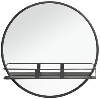 Spiegel Met Plateau Roel - 12xØ50 Cm - Metaal/Glas - Zwart