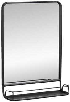 Spiegel Met Plateau Roel - Metaal - 58x41x13 Cm - Metaal/Glas - Zwart