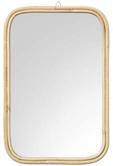 Spiegel met rotan lijst - bruin - 45x30 cm