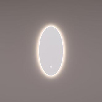 spiegel Ovaal LED Verlichting Direct en Indirect Verticaal 45 x 90 x 3 cm met Touch Dimmer. Spiegelverwarming en Kleurenwissel