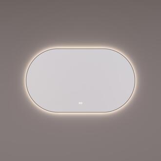 spiegel Ovaal-Recht Mat Zwart met Indirecte LED Verlichting Rondom 140 x 70 x 3 cm + Touch Dimmer + Spiegelverwarming