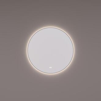 spiegel Rond Gunmetal PVD 100 cm met Indirecte LED Verlichting. Spiegelverwarming en Touch Dimmer