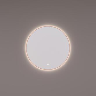 spiegel Rond Koper PVD 80 x 3 cm - Indirecte LED Verlichting - Spiegelverwarming - Touch Dimmer - Kleurenwissel