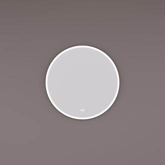 spiegel Rond Mat Zwart - LED Baan - 60x3 cm - met Touch Dimmer - met Spiegelverwarming