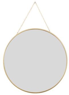 Spiegel - Rond - met Ophangketting - Wandspiegel - Goud - Diameter 29 cm - Glas Goudkleurig