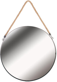 spiegel - rond - zwart - met ophangtouw - D50 cm