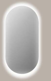 Spiegel Sanicare Q-Mirrors 40x100 cm Ovaal/Rond Met Rondom LED Warm White incl. ophangmateriaal Met Sensor