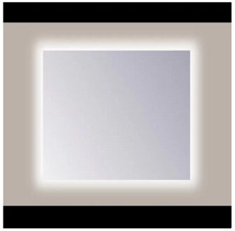 Spiegel Sanicare Q-Mirrors 85x60 cm PP-Geslepen Vierkant Met Rondom LED Cold White incl. ophangmateriaal Zonder Schakelaar