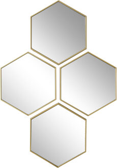 spiegel set - 4x stuks - D23 cm - hexagon - kunststof