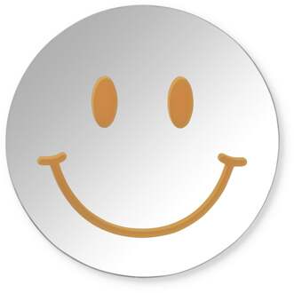 Spiegel smiley - zilverkleurig/oranje - ø30 cm